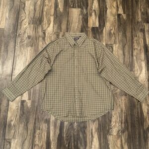 Puritan Brown Plaid Long Sleeve Button Down Shirt Men's Size XL